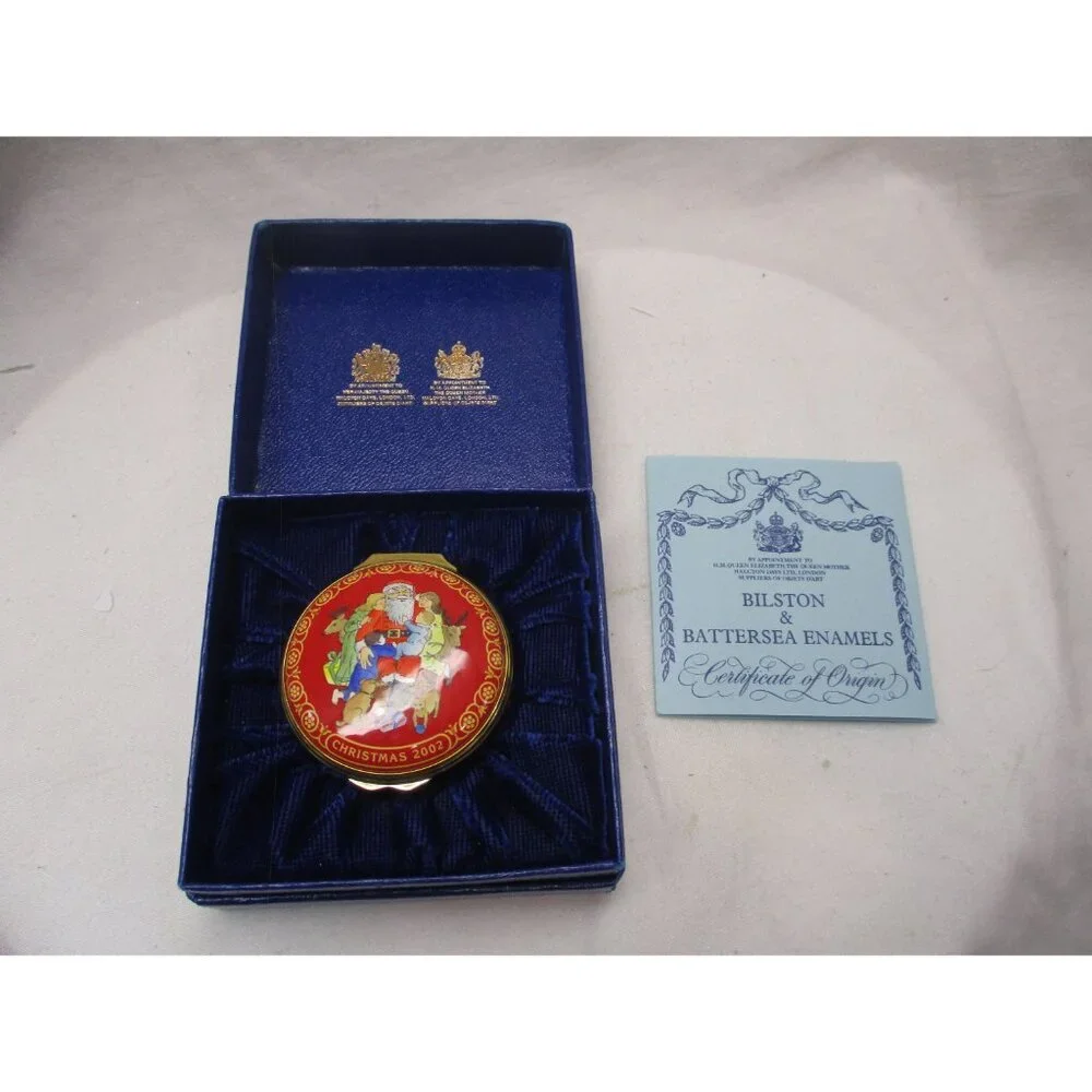 Enamel Box, Halcyon Days, Christmas 2002, Snuff Pill‎ Jewelry Trinket England